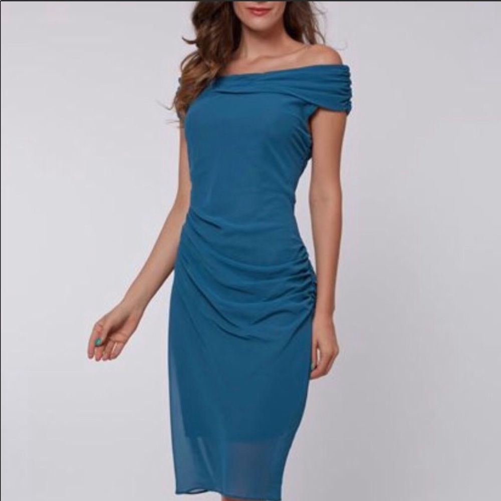 Classy blue sheath dress